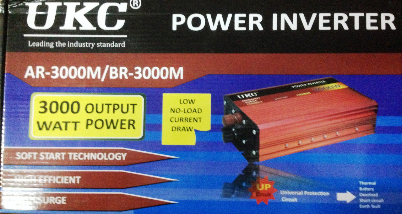 Інвертор перетворювач UKC 12V-220V AR-3000M синусоїдальний 3000W