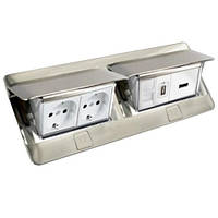 Висувний розетковий блок на 8-модулі, неіржавка сталь Legrand 54023