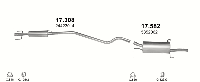 Глушитель (выхлопная система) OPEL ASTRA G 1.2i 16V (1199см3) (98-04гг) (Опель Астра) седан