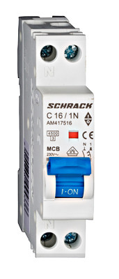 Автоматический выключатель со встроенной нейтралью 4.5кА 1P + N 16А х-ка C Schrack