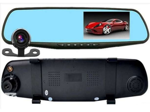 Дзеркало заднього виду з відеореєстратором DVR 002924 з виносною камерою заднього виду, фото 1