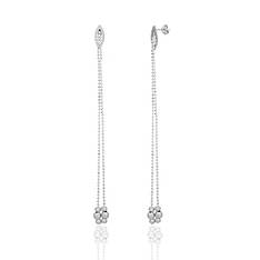 Срібні сережки-цвяшки з підвісками-ланцюжками 8822Р