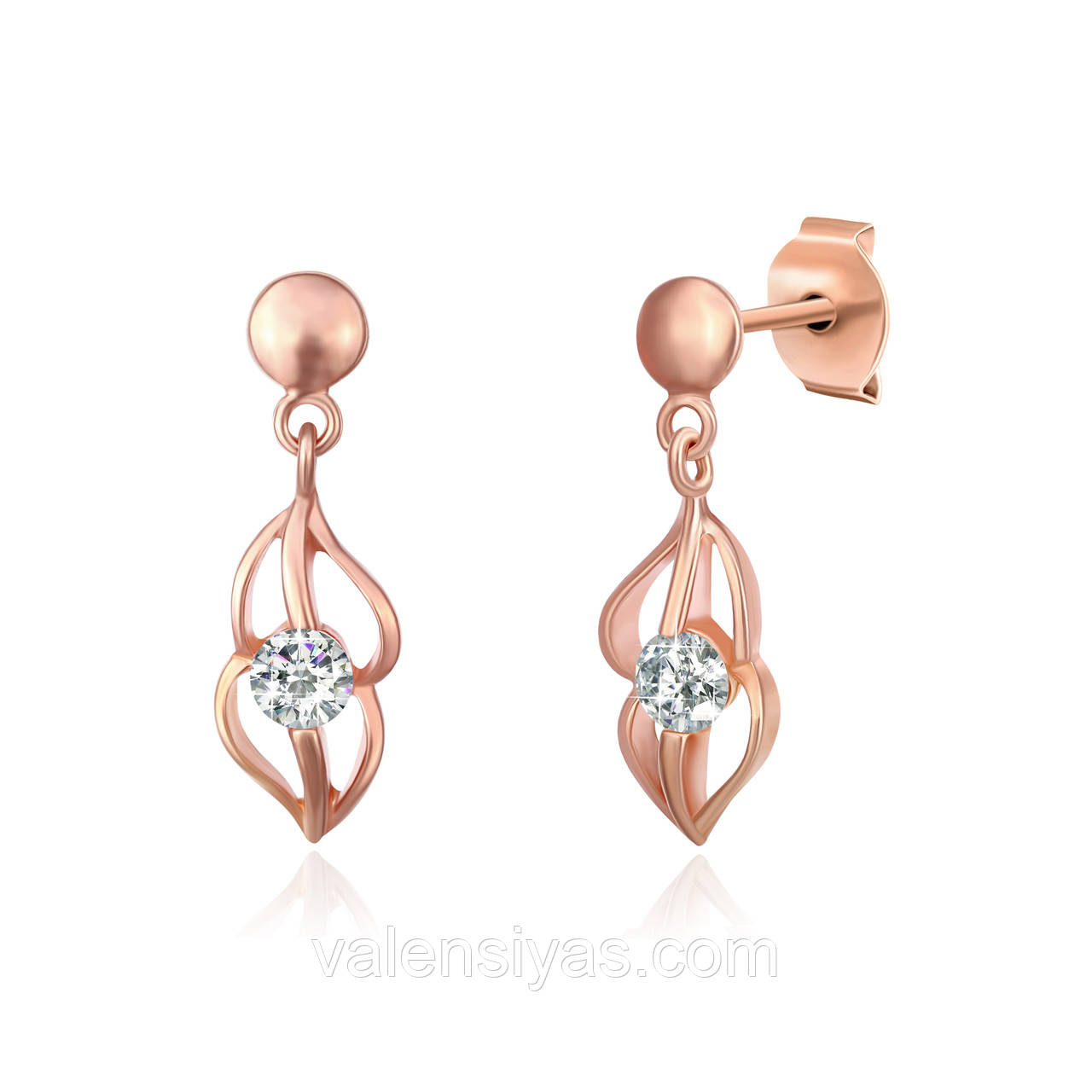 Срібні сережки-цвяшки з позолотою СК3Ф/411