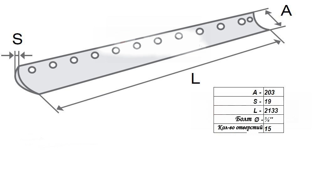 НОЖ ОТВАЛА АВТОГРЕЙДЕРА 3/4" 15 ОТВЕРСТИЙ 2133X203X19 KTS_7D1577 - фото 3 - id-p606760977