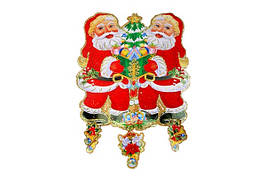 Підвіска "Санта" об'ємна, з глитером і флоком. 30см ( G811)