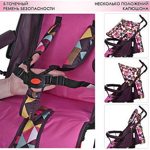 Дитяча коляска-тростина Bambi Рожева (M 3425-8) з регулюванням спинки, фото 2