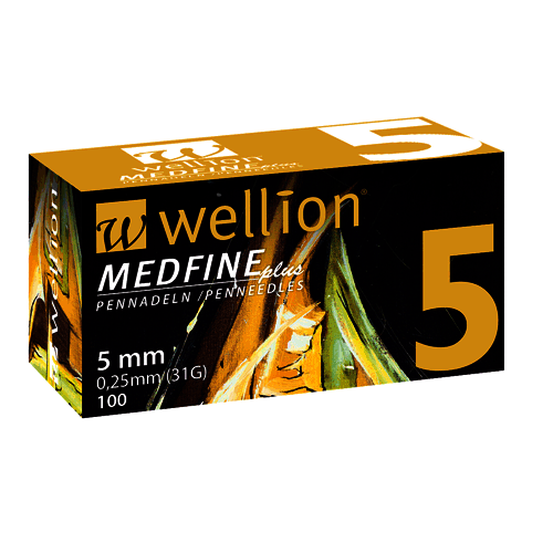 Універсальні голки Wellion Medfine plus для інсулінових шприц-ручок 5 мм (31G x 0,25 мм) 100 шт. - фото 1 - id-p606855996