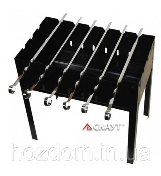 Мангал із ребрами жорсткості 50*30*50 см + 6 шампурів, фото 1