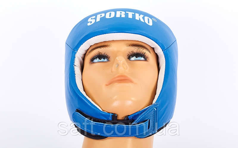ФБУ Шлем боксерский открытый кожаный SPORTKO (синий, р-р М) - фото 6 - id-p606960035
