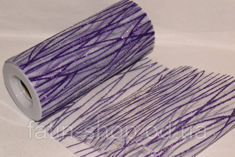 Фатин ширина 14,50 см Glitter Wavy Purple