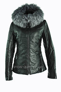Жіночий шкіряний пуховик