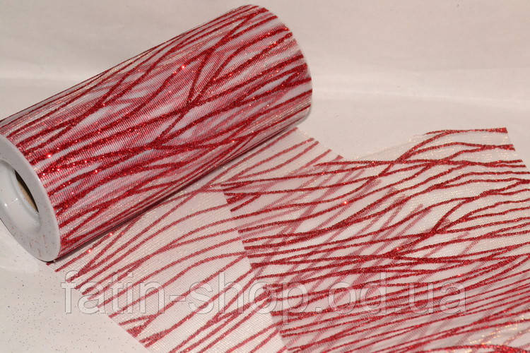 Фатин ширина 14,50 см Glitter Wavy Red