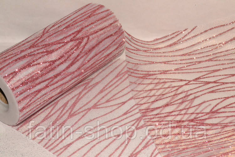 Фатин ширина 14,50 см Glitter Wavy Coral
