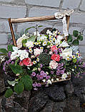Квіти-мікс у дерев'яному ящику (рустик), фото 3