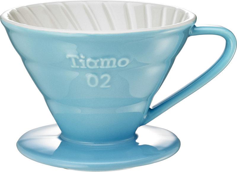 Керамічний пуровер Tiamo Ceramic V60 02 Blue для заварювання фільтр-кави
