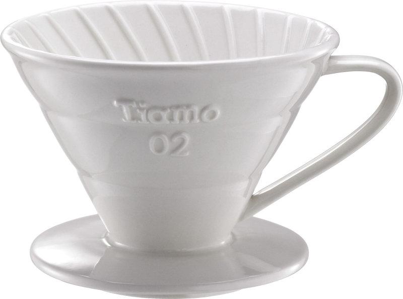 Керамічний пуровер Tiamo Ceramic V60 02 Білий для заварювання фільтр-кави