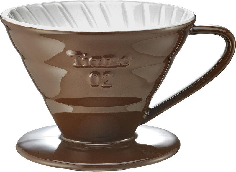 Керамічний пуровер Tiamo Ceramic V60 02 Brown для заварювання фільтр-кави