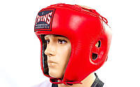 Шлем боксерский открытый Кожа TWINS (р-р M-XL, красный)