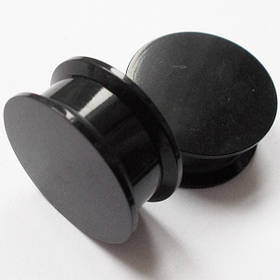 Чорні акрилові плаги без малюнка (розкручуються), діаметр 20 мм, для пірсингу вух. (ціна за 1 шт.)