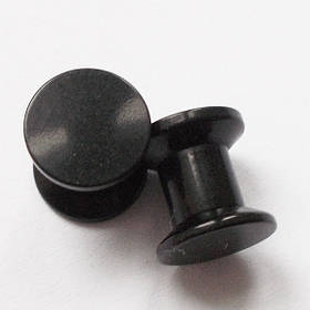 Чорні акрилові плаги без малюнка (розкручуються), діаметр 6 мм, для пірсингу вух. (цена за 1шт)
