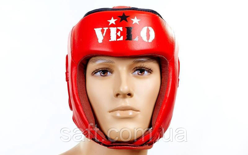 Шлем боксерский профессиональный кожаный AIBA VELO (р-р S-XL, красный) - фото 2 - id-p607180093