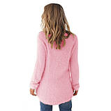 М'який тонкий пухнастий жіночий светр (пуловер) рожевий і чорний, фото 2