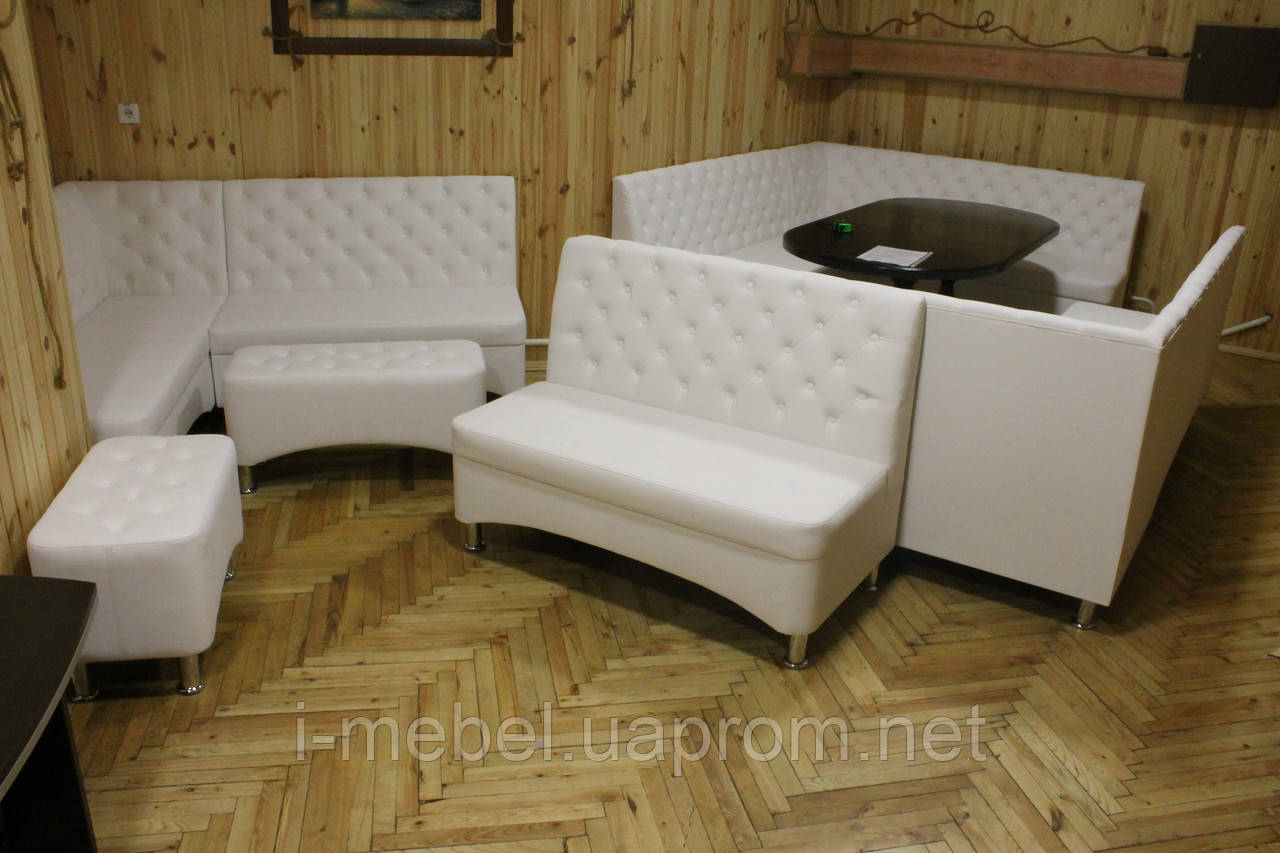 Білі кутові дивани для кафе ресторанів і зон відпочинку (4 штуки), фото 1
