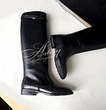 Жокейські чоботи чорні з натуральної шкіри та пітона, фото 2