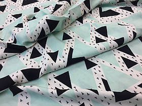 Бамбукова тканина, муслін плоский "трикутники м'ятні"