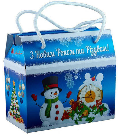 Картонне паковання для цукерок, саквояж новорічний (з стрічкою), 16,5х8,5х15 см, від 1 штуки, фото 1