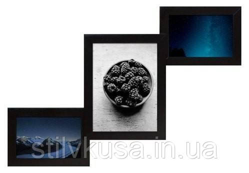 Мультирамка Драбина на 3 фото чорна