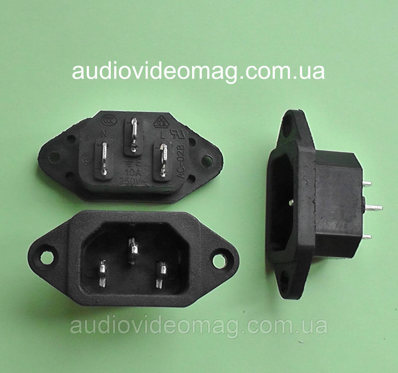 Гніздо мережеве 220V 3 pin, комп'ютерне, монтажне