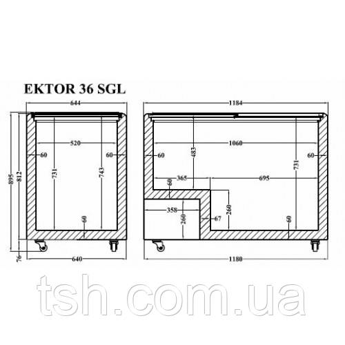 Б/У Скло для морозильної скрині TM CRYSTAL ЕКТОР 36 верх/низ (пряме) - фото 2 - id-p618305172