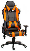 Геймерское кресло ExtremeRace black-orangе, с поясничным валиком и подушкой подголовником