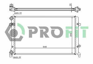 Радіатор охолодження Volkswagen Golf V 03-, Passat 05-, Skoda Octavia 03 - Profit
