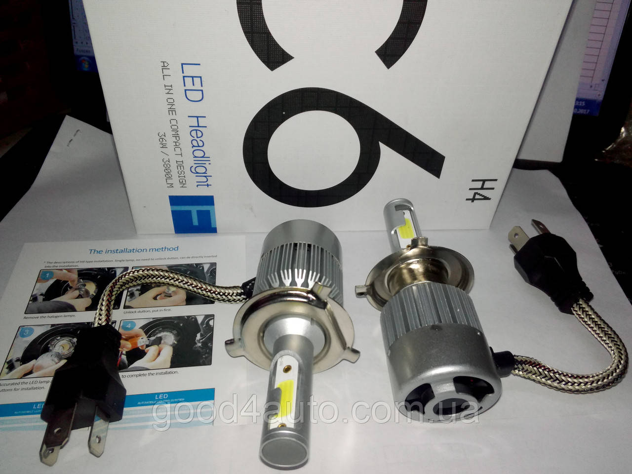 LED лампи H4 C6 36W 12/24V з активним охолодженням, фото 1