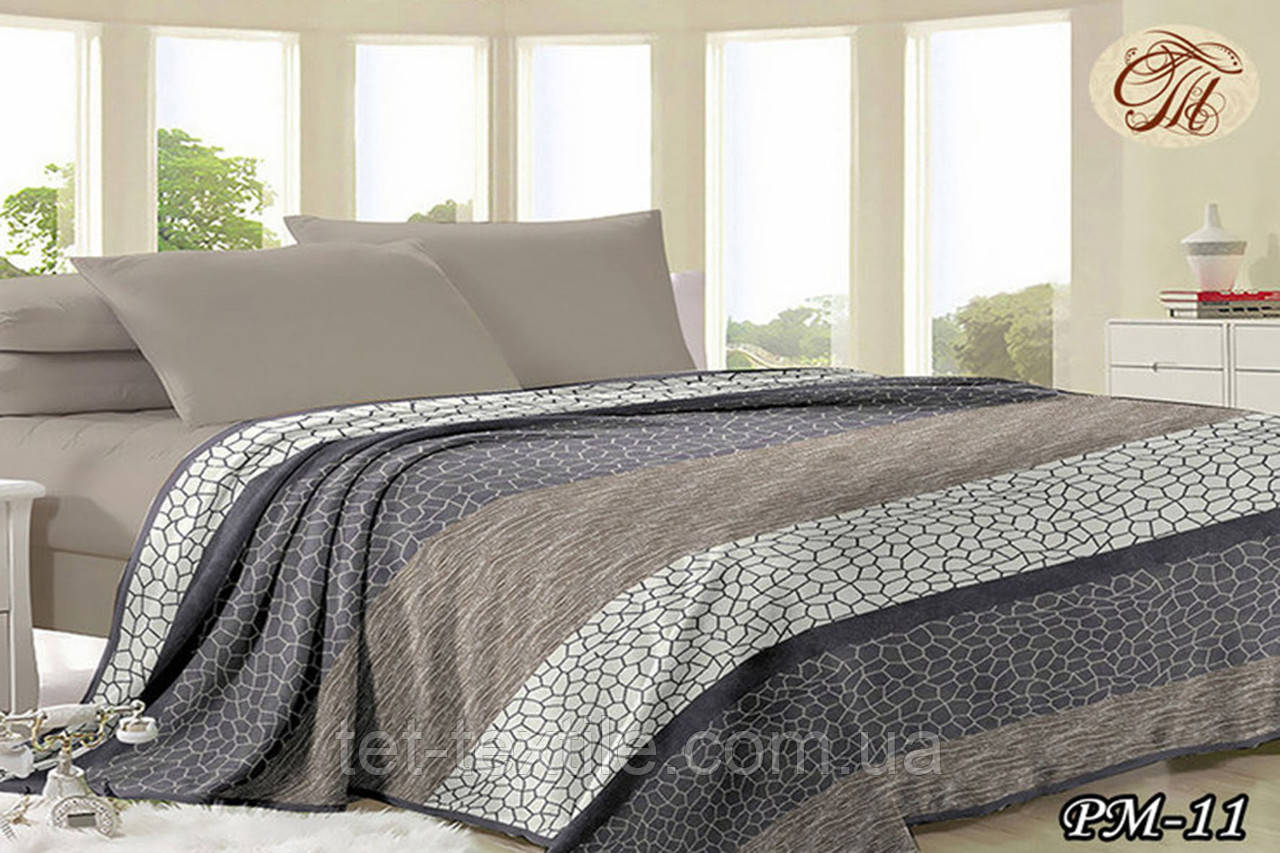 Плед з мікрофібри Велсофт Смуги сірий 200х220 см