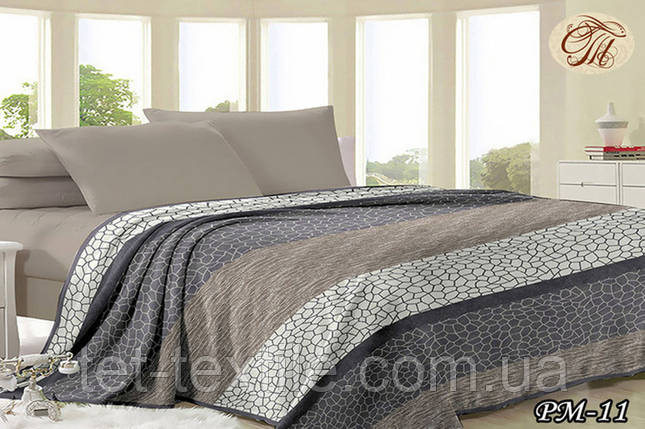 Плед з мікрофібри Велсофт Смуги сірий 200х220 см, фото 1