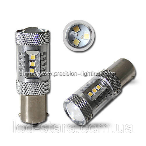 Світлодіодна автолампа 1156 (P21W)-S25-BA15s, 15 W (560 Lm) + Лінза Original Samsung LED chip (SMD2323)