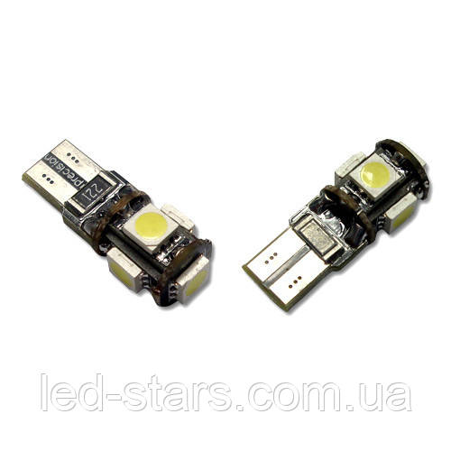 Світлодіодна автолампа T10 (W5W) White 5-5050 WHITE Canbus (Precision)