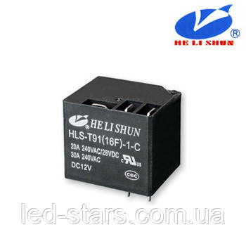 HLS-T91(16F)-1 РЕЛЕ (12VDC) струм-30A/ контакти-1С, фото 1