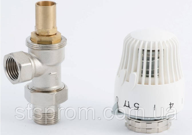 Клапан (кран) угловой термостатический RTL РТЛ с термоголовкой для ...