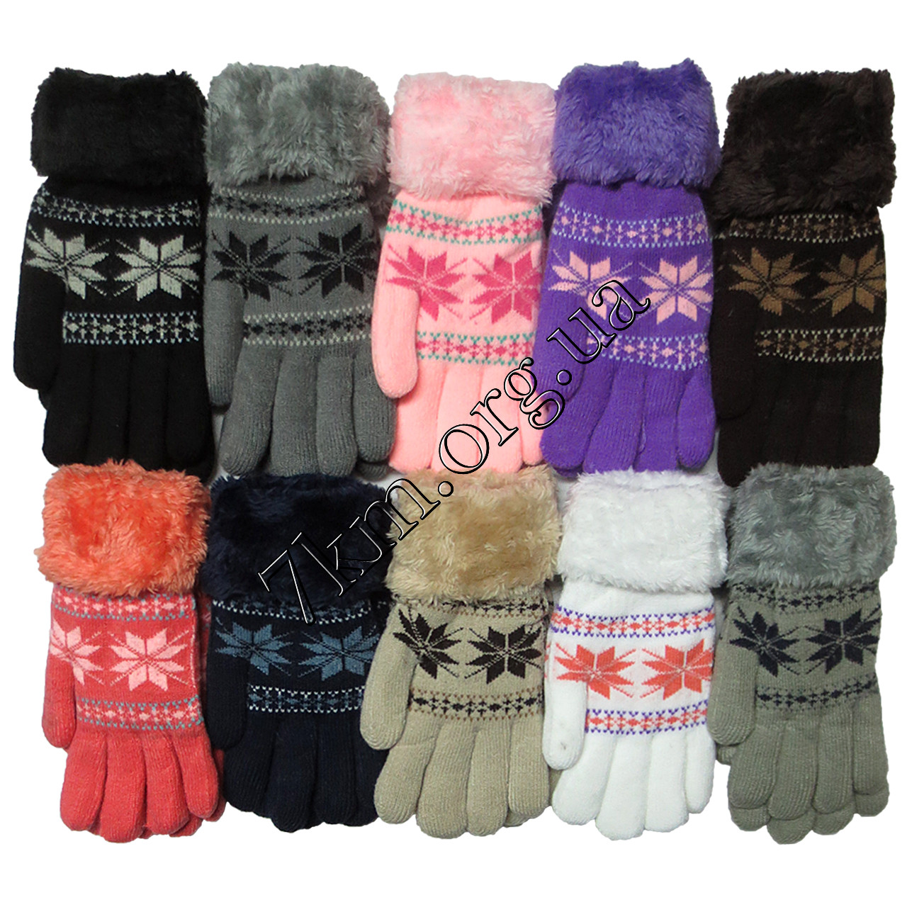 Рукавички вовняні +махра для дівчаток і хлопчиків Корона 7-10 років Оптом 5613 S, фото 1