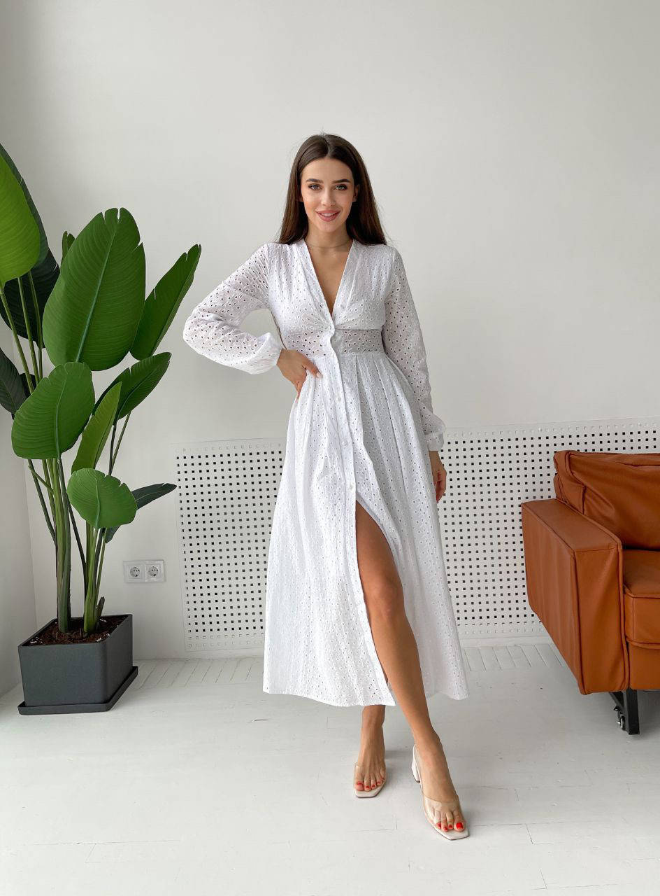 

Шикарное женское платье летнее прошва Оригинал (Белое)