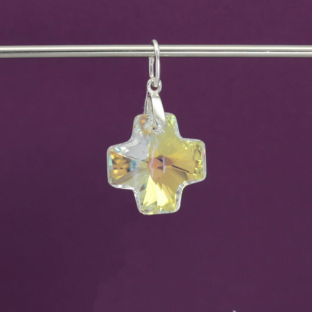 

Кулон серебряный "Крест Swarovski" желтый