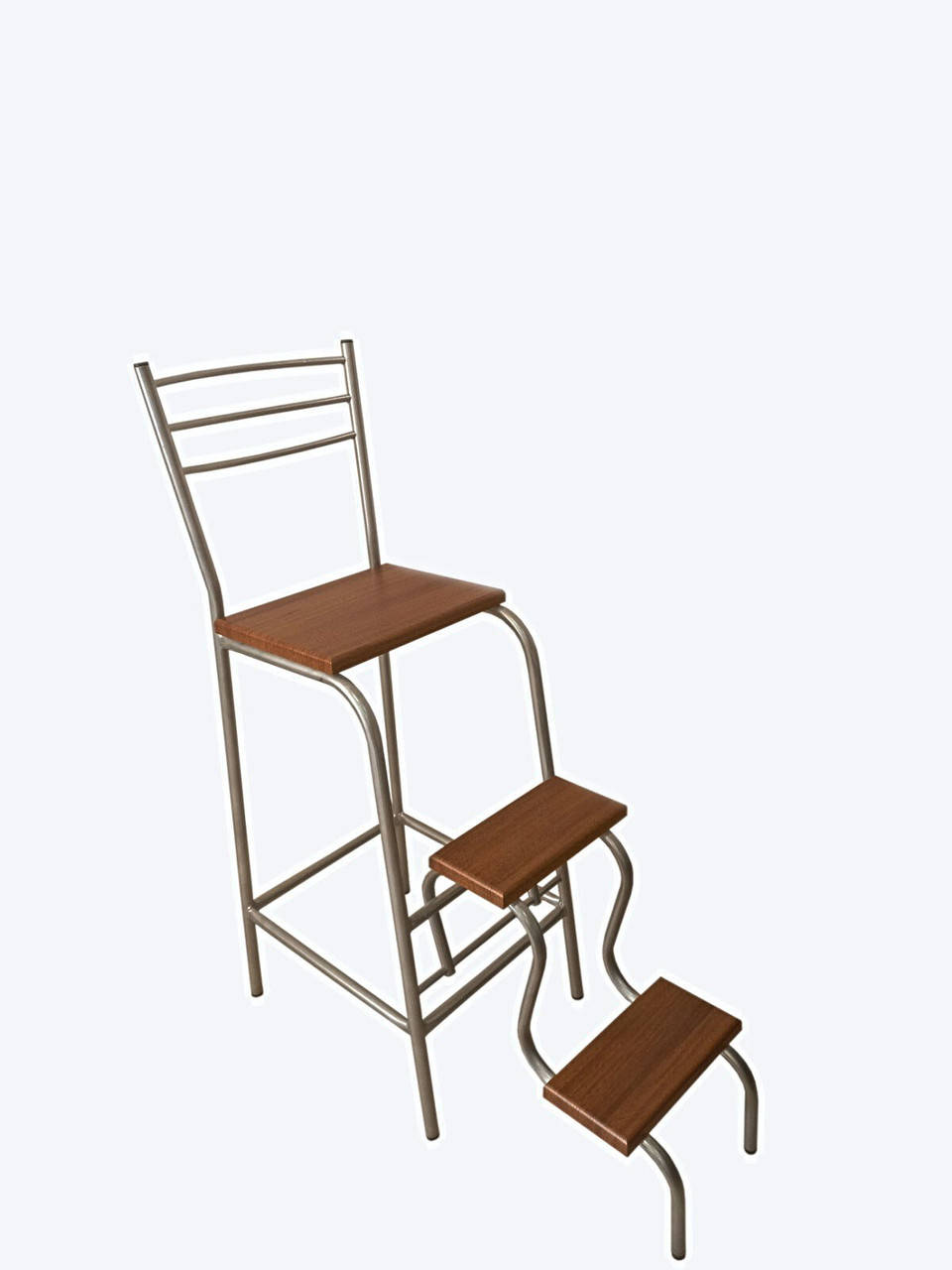 

Барный стул стремянка трансформер Хром/орех