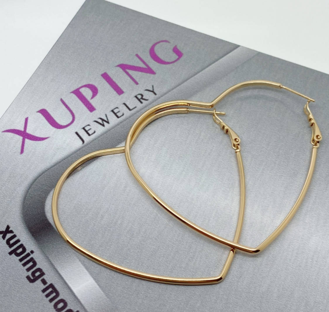 

55 мм. Серьги сердечки xuping