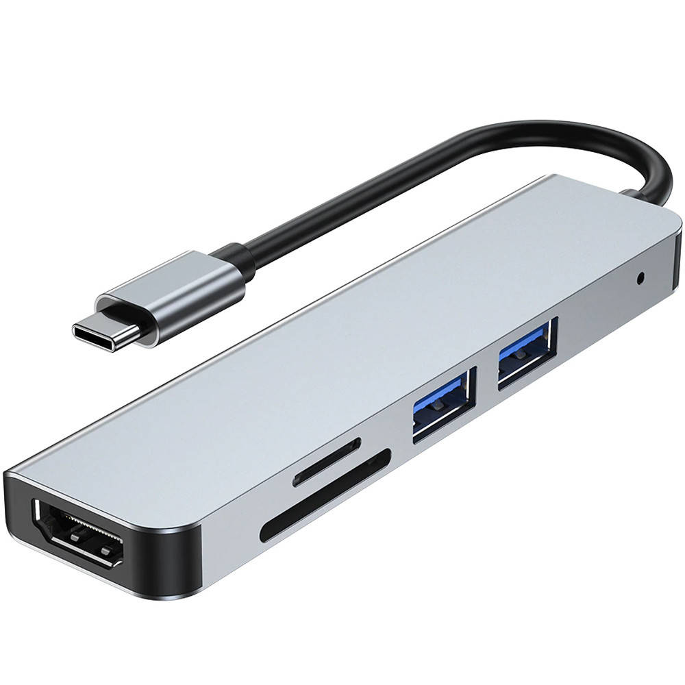 

USB-хаб U&P BYL-2010N Type-C - HDMI / 2xUSB 3.0 / Card Reader Grey (BYL-2010N-GY)