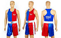 Форма для бокса Everlast (полиэстер, р-р S-XL-44-52, майка красный-синий, шорты красный-синий)