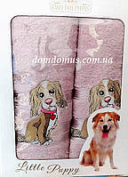Подарочный набор полотенец ( баня+лицо) "Собака" Новый Год TWO DOLPHINS, 0142